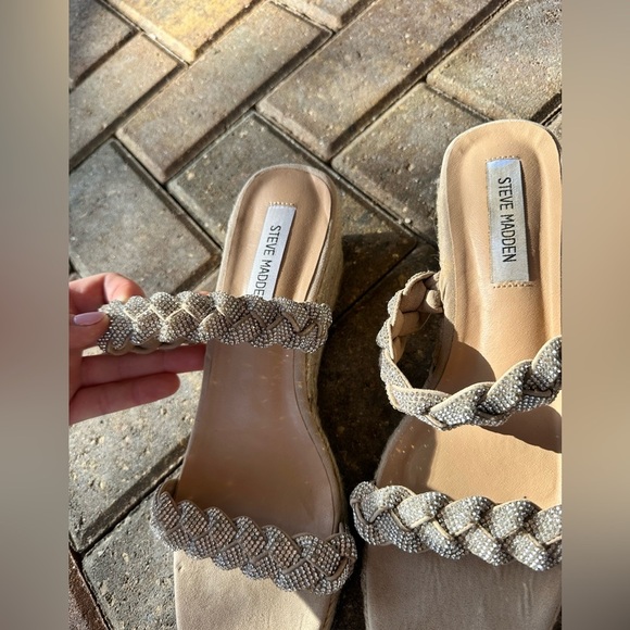 Steve Madden N1460* Womens Alreya Espadrille Bling Wedge Sandals Size‎ 9.5 - Picture 2 of 6